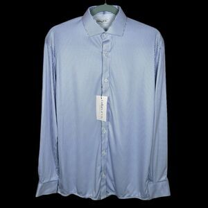 Collars & Co Polo Shirt Mens Small Regent Stripe Long Sleeve Quattro Flex NWT